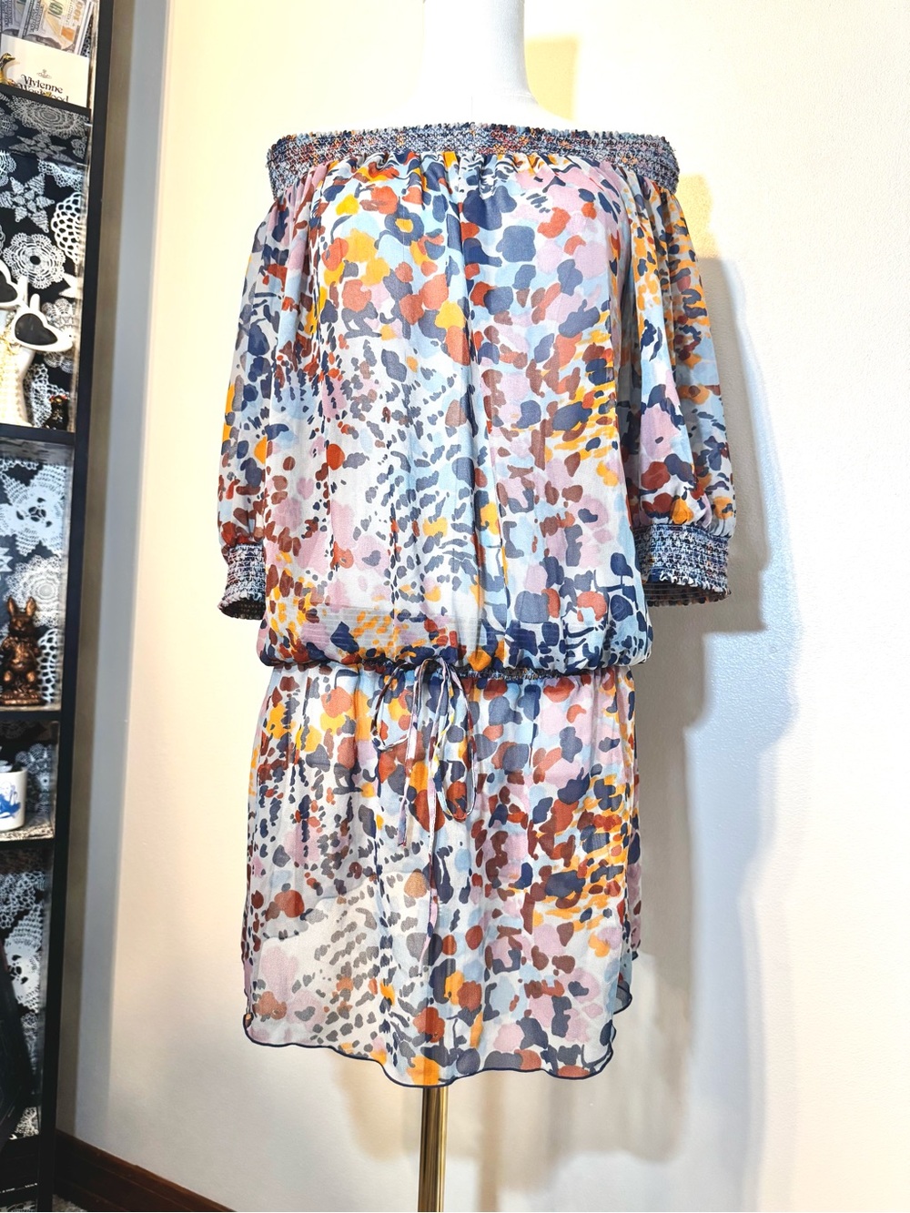Kensie Multicolor Splash Print Off-Shoulder Mini Dress - Picture 3 of 7